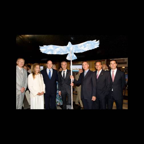 H.S.H. Prince Albert II of Monaco with (from left): Mrs. Zeineb Rayana-PDG of group “Kélibia la Blanche Tunisia”, Oliver Sodeik-President of Lions Club International in Monac, His Excellence Mr. Mohamed Lamine Maherzi-General Consul of Tunisia in Monaco and Vittorio Gai-Five Star Diamond Award